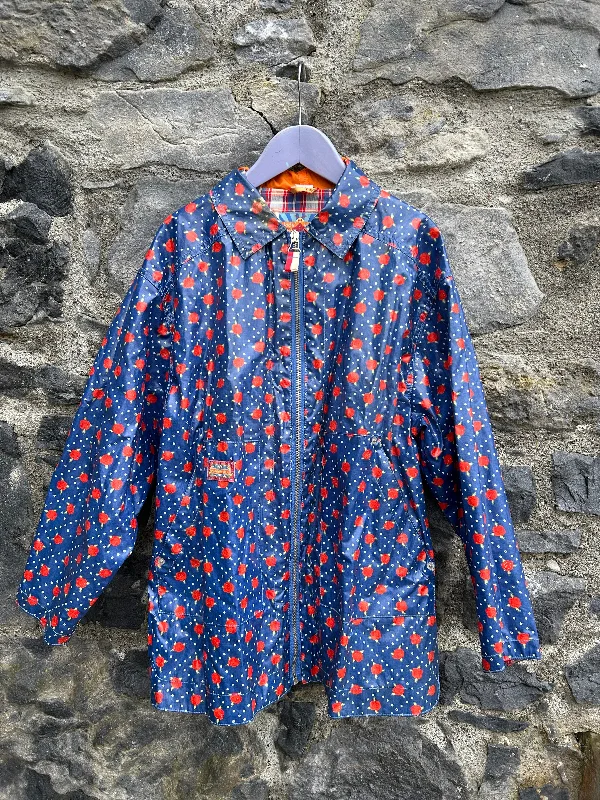 90s roses navy raincoat  9-10y (134-140cm)Hooded Overcoats