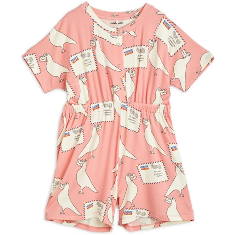 Mini Rodini Pigeons Tencel Aop Summersuit Pink