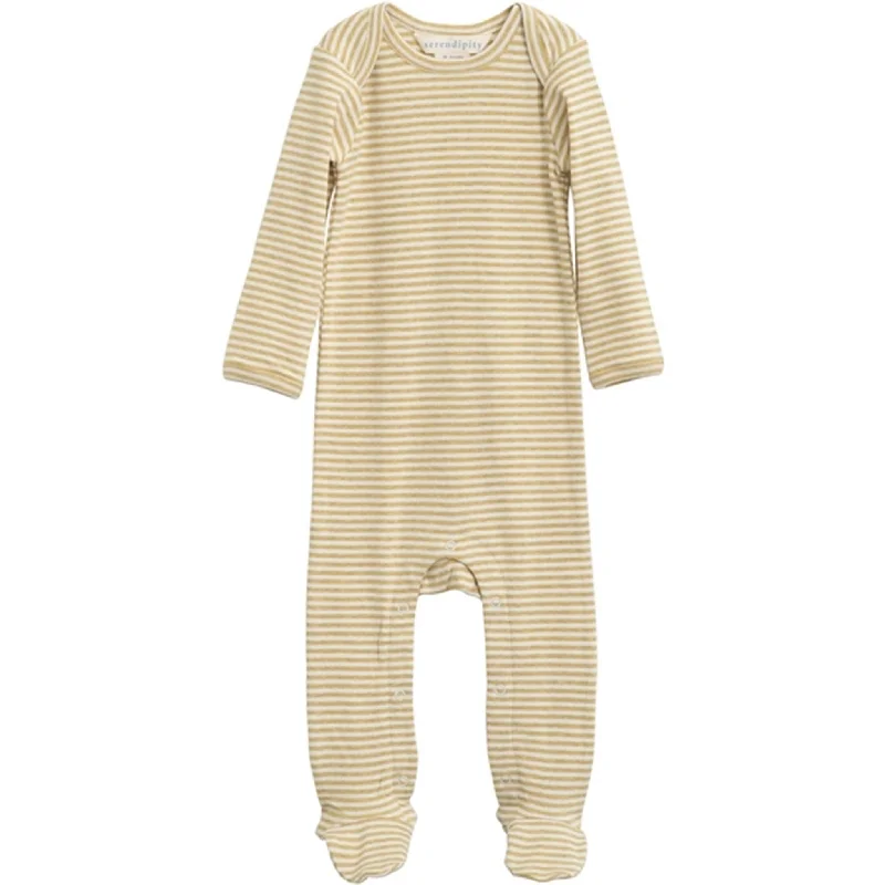 Serendipity Chamomile/Offwhite Baby Suit w. Feet Stripe