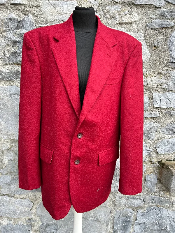 80s dark red suit jacket Large