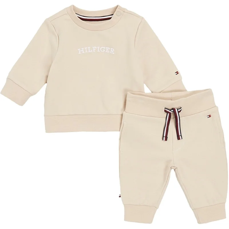 Tommy Hilfiger Baby Curved Monotype Sweatsuit Classic Beige