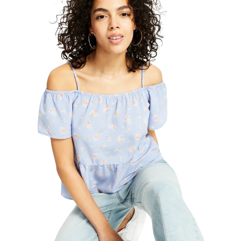 Lounge Short Sleeve TopsHIPPIE ROSE - Elasticized Short-Sleeve Cold-Shoulder Top