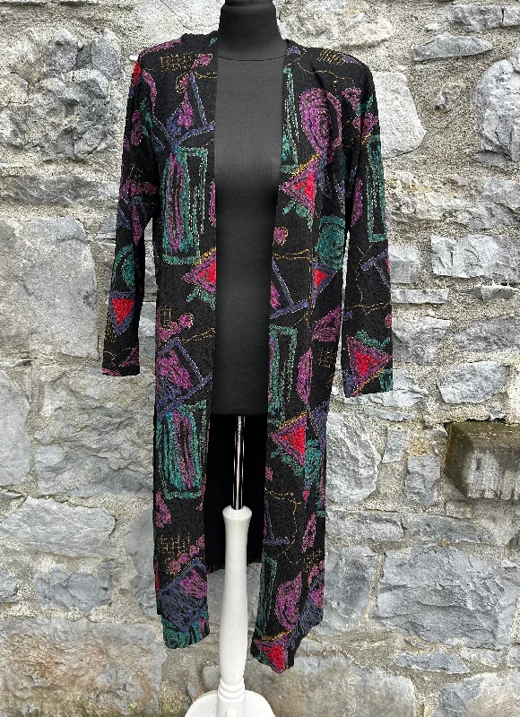 80s abstract black open coat uk 12-14Glitter Overcoats