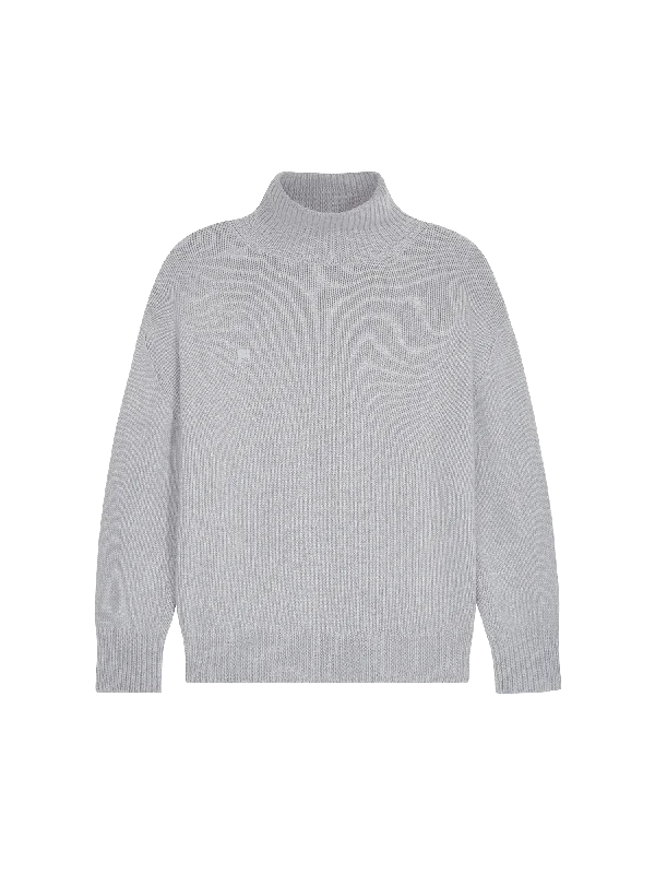 Men's Recycled Cashmere Turtleneck Sweater—grey marl