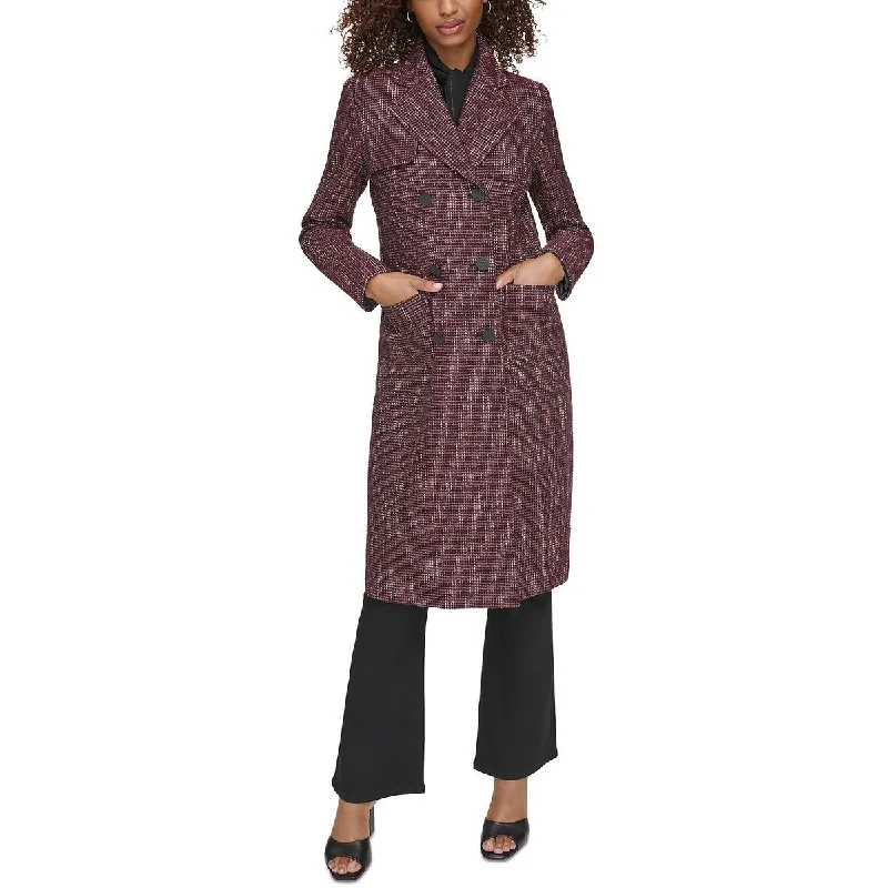 Womens Tweed Double Breasted Long CoatSnowboard Overcoats