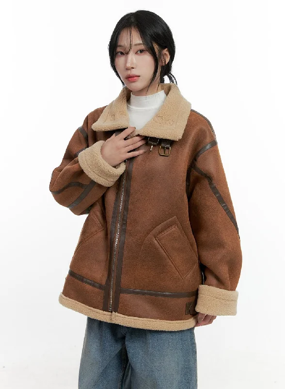 Turtle Neck Zip Up Faux Fur Coat CN408Metallic Overcoats