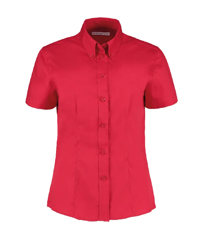 Longline Short Sleeve TopsRed - Women's corporate Oxford blouse short-sleeved (tailored fit)