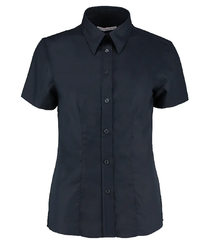 Tie-Dye Short Sleeve TopsFrench Navy - Women's workplace Oxford blouse short-sleeved (tailored fit)