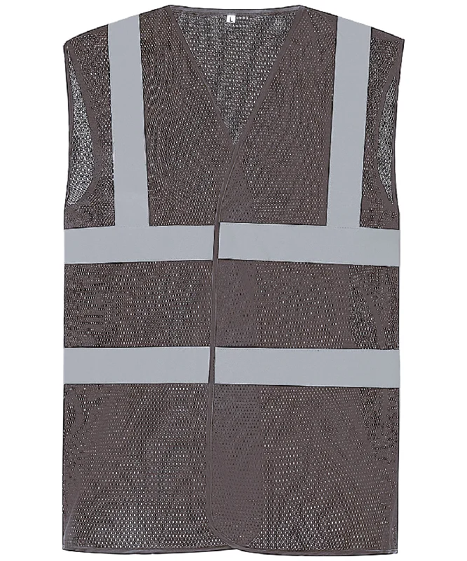 Grey - Top cool open mesh 2-band-and-braces waistcoat (HVW120)Wrap Coats