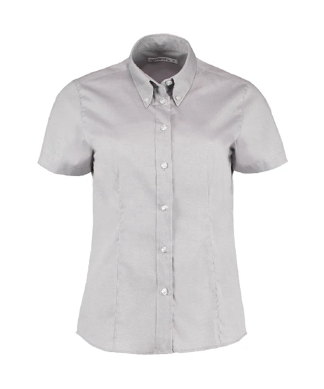 Fitted Short Sleeve TopsSilver Grey - Women's corporate Oxford blouse short-sleeved (tailored fit)