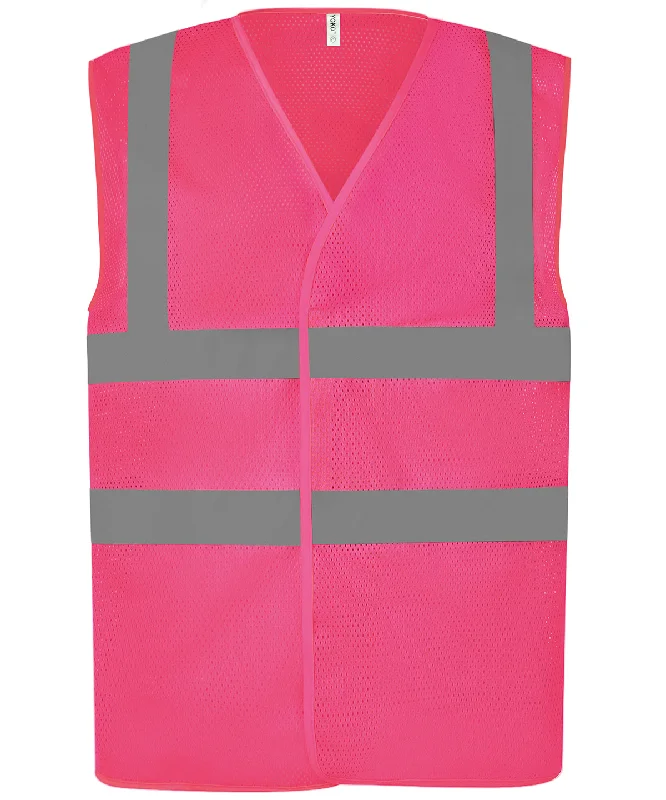 Pink - Top cool open mesh 2-band-and-braces waistcoat (HVW120)Pea Coats