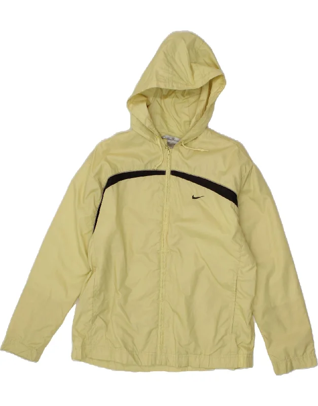 Kangaroo Pocket SweatshirtsNIKE Womens Hooded Rain Jacket US 4/6 Small Yellow Polyester