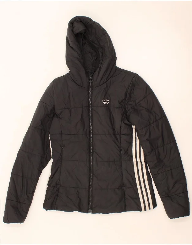 Distressed HoodiesADIDAS Womens Hooded Padded Jacket UK 10 Small Black Polyester