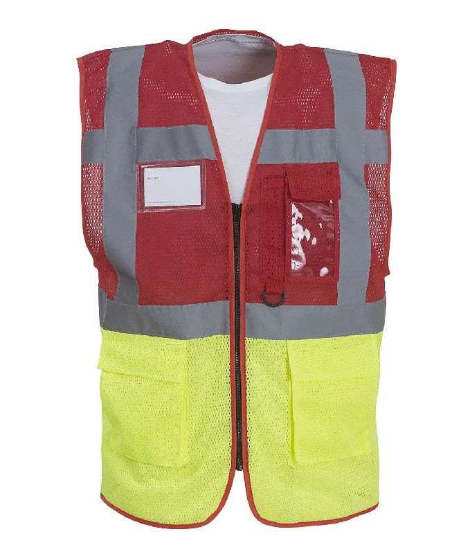 Red/Yellow - Hi-vis top cool open-mesh executive waistcoat (HVW820)Tasseled Overcoats