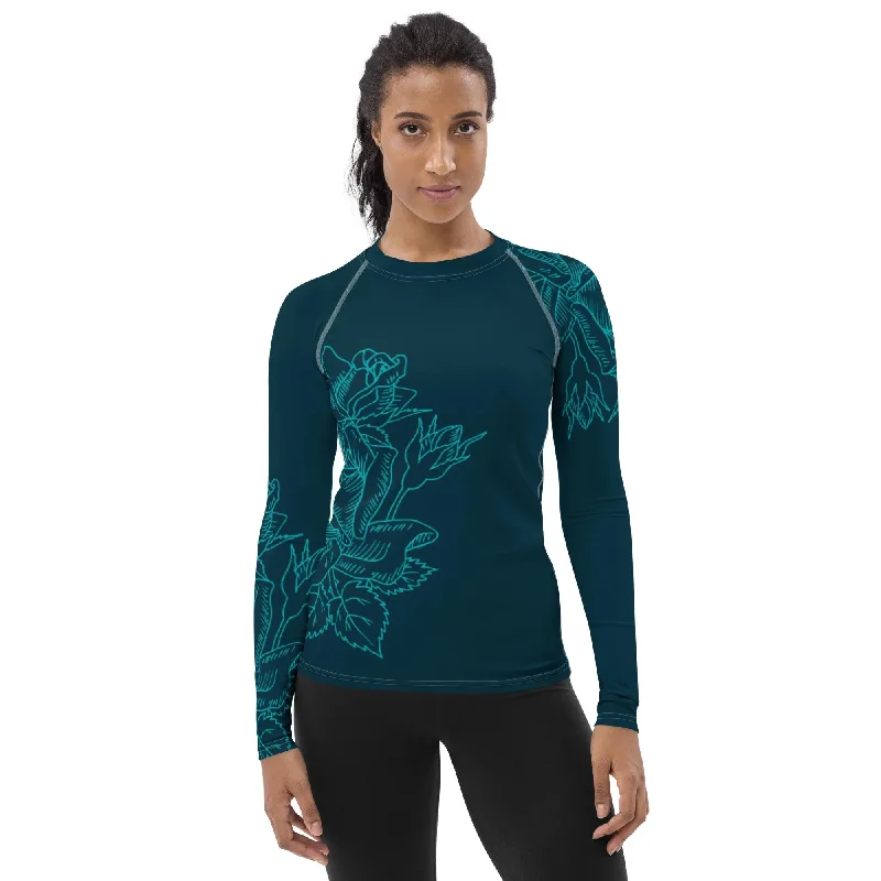 Cotton Hoodies"Rose" Collection - Long Sleeve Yoga Women's Rash Guard