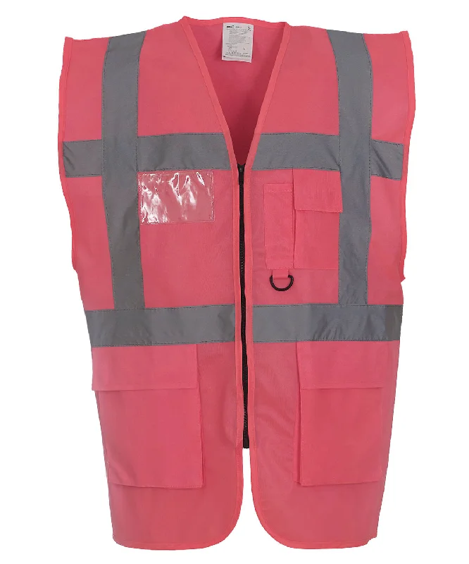 Pink - Multifunctional executive hi-vis waistcoat (HVW801)Linen Overcoats