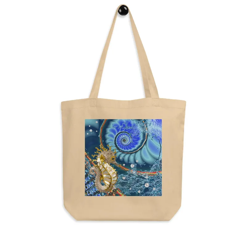 Designer Sweatshirts"Golden Seahorse" by ZK, Artsy Eco Tote Bag