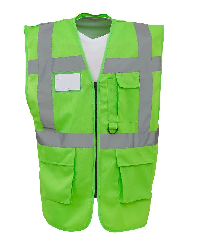 Lime - Multifunctional executive hi-vis waistcoat (HVW801)Insulated Overcoats