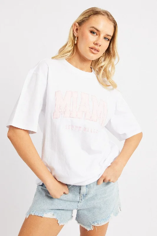 Streetwear Short Sleeve TopsWhite Graphic Tee Short Sleeve