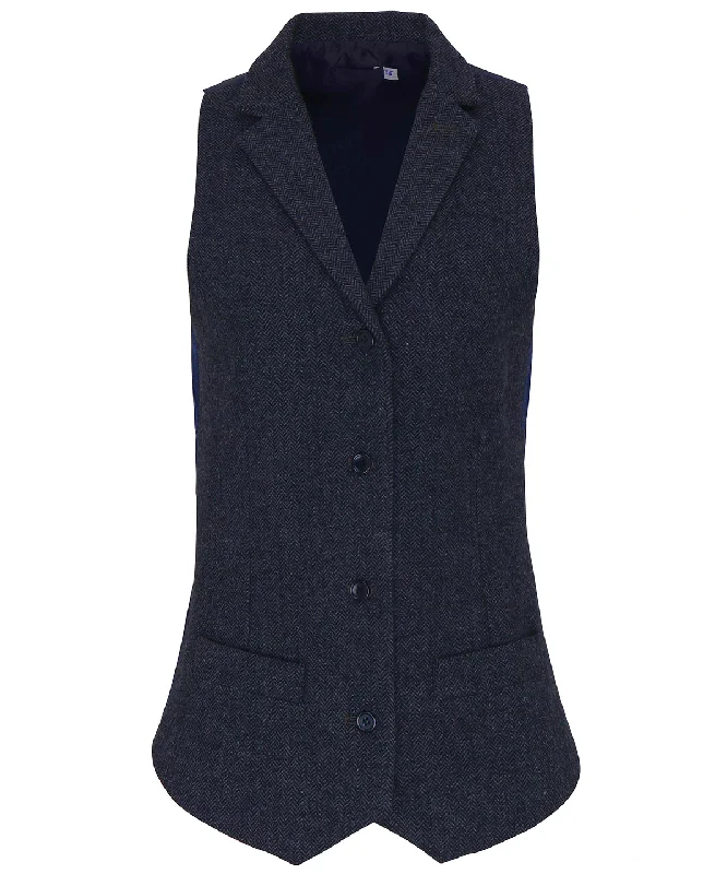 Navy - Women's herringbone waistcoatCycling Overcoats