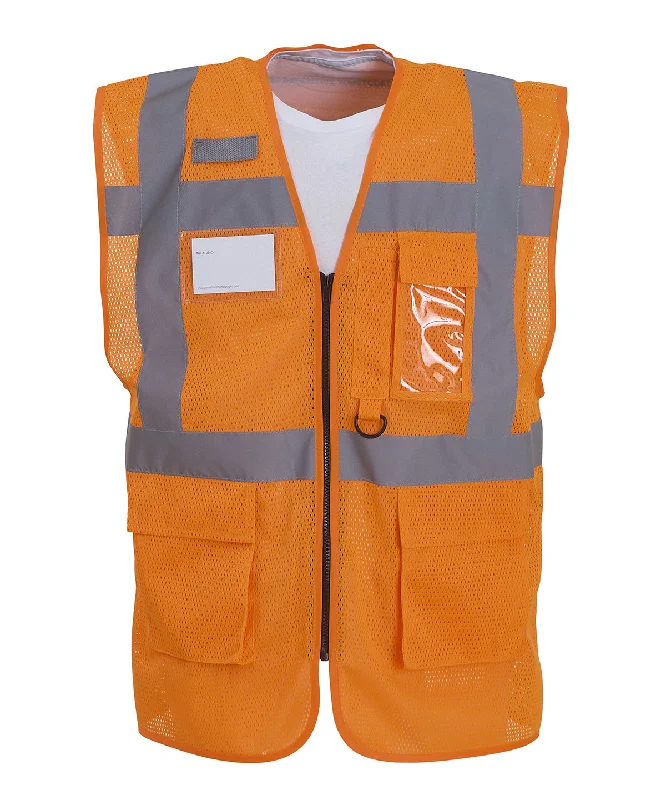 Orange - Hi-vis top cool open-mesh executive waistcoat (HVW820)Metallic Overcoats