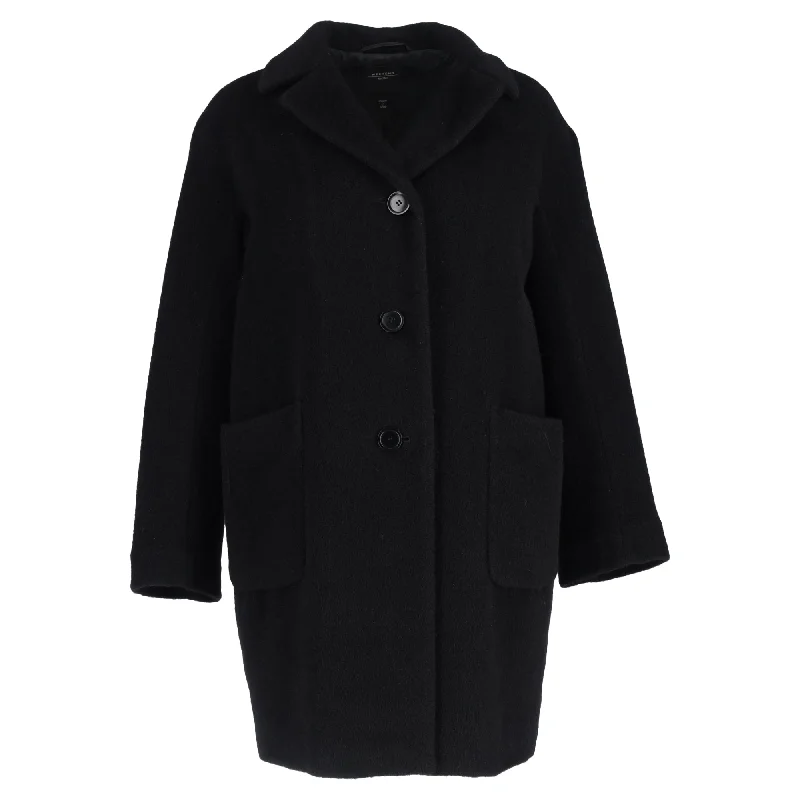 Max Mara Weekend Single-Breasted Coat in Black WoolFringed Overcoats