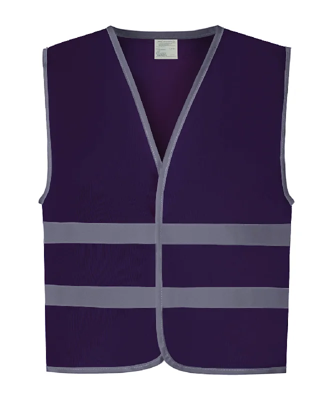 Purple - Hi-vis reflective border kids waistcoat (HVW102CH)Collaborative Overcoats