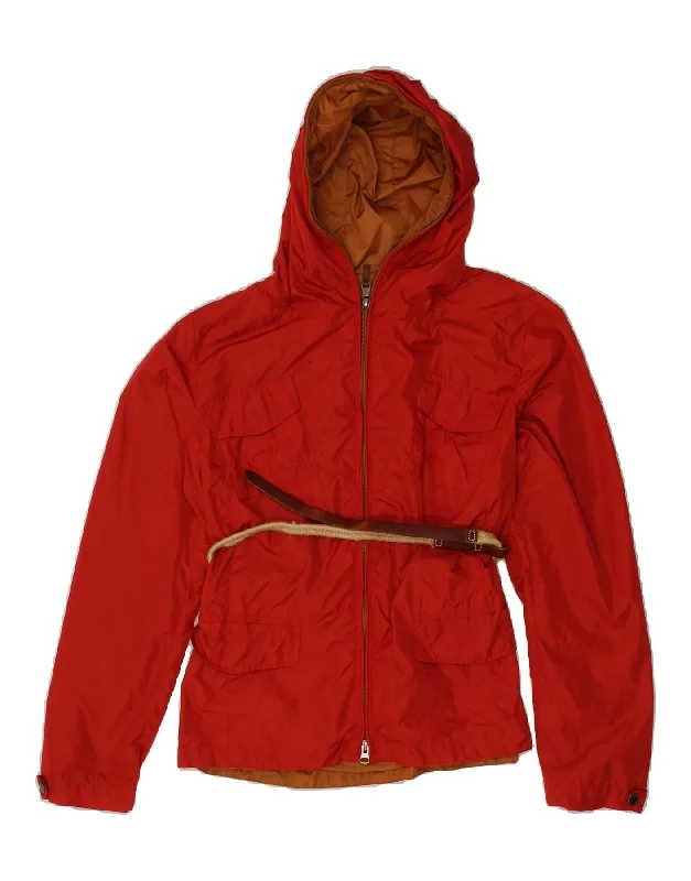 Quilted SweatshirtsHENRY COTTONS Womens Hooded Utility Jacket IT 46 Large Red Polyamide