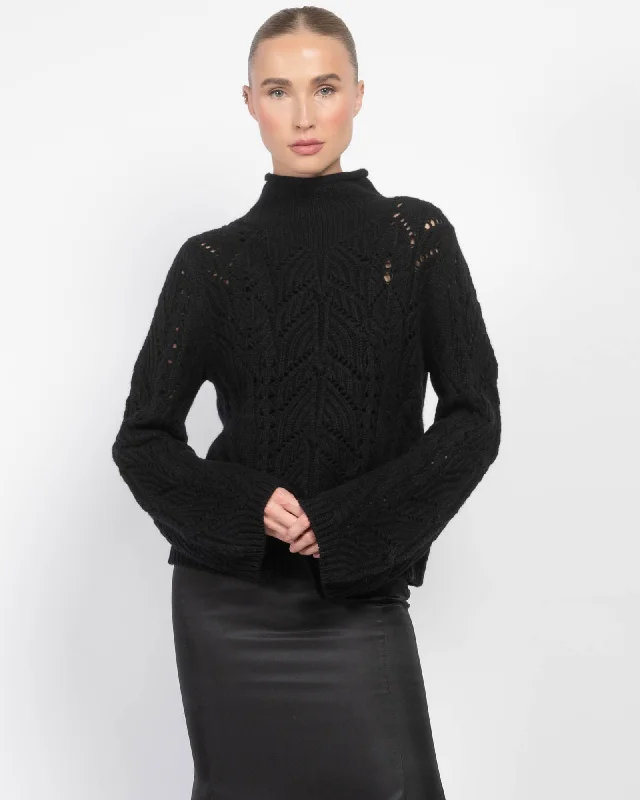 Knit Lace Turtleneck Sweater