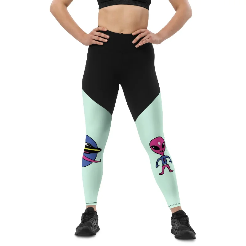 Recycled Fabric Hoodies"Space Buds" Collection - Sports Leggings