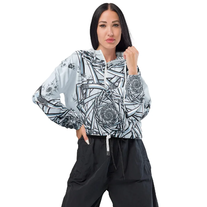 Polyester Hoodies"Topological Rose" Collection - Women’s Cropped Windbreaker