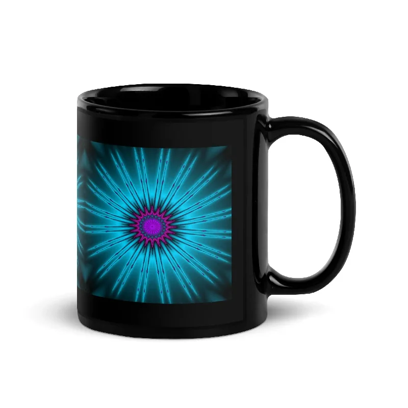 Sports Team HoodiesGlowing Fractal Black Glossy Mug