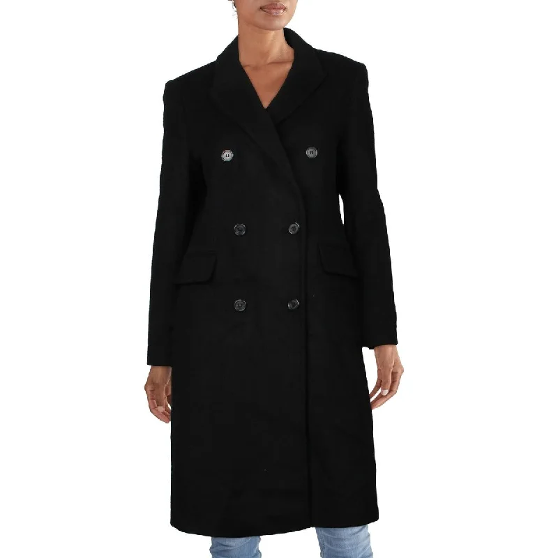 Womens Wool Blend Cold Weather Pea CoatReflective Overcoats