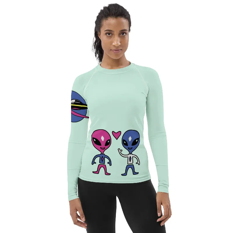 Bamboo Fiber Sweatshirts"Space Buds" Collection - Women's Rash Guard