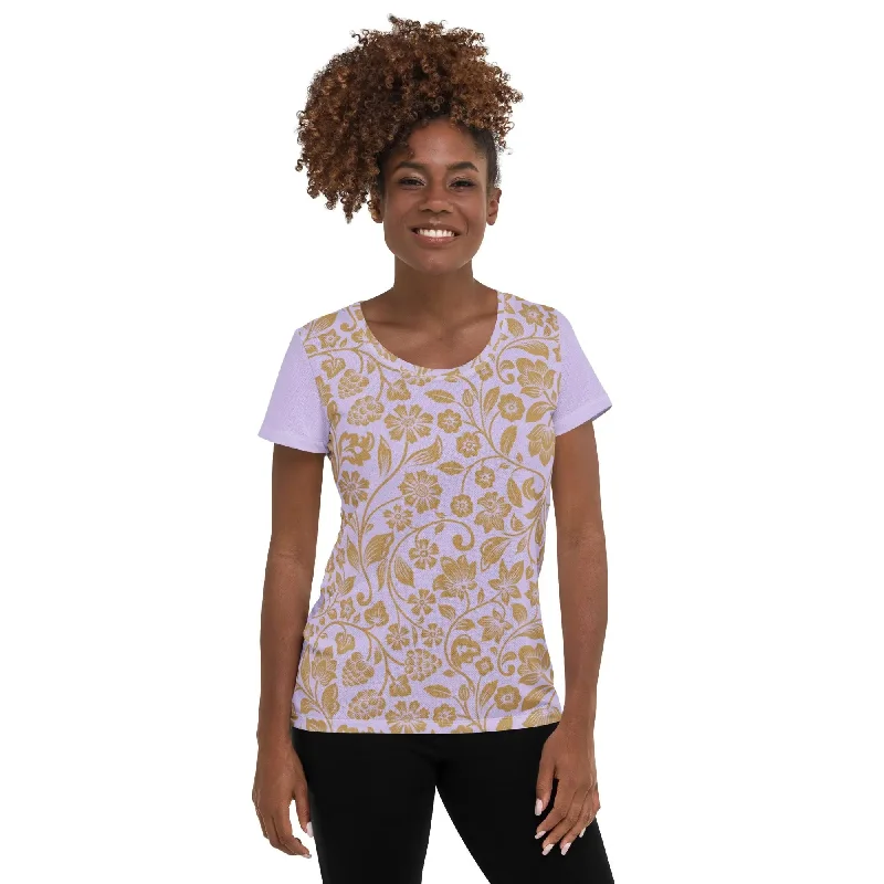 Printed Sweatshirts"Floral Lace" Collection - Yoga Tee - Women's Athletic T-shirt