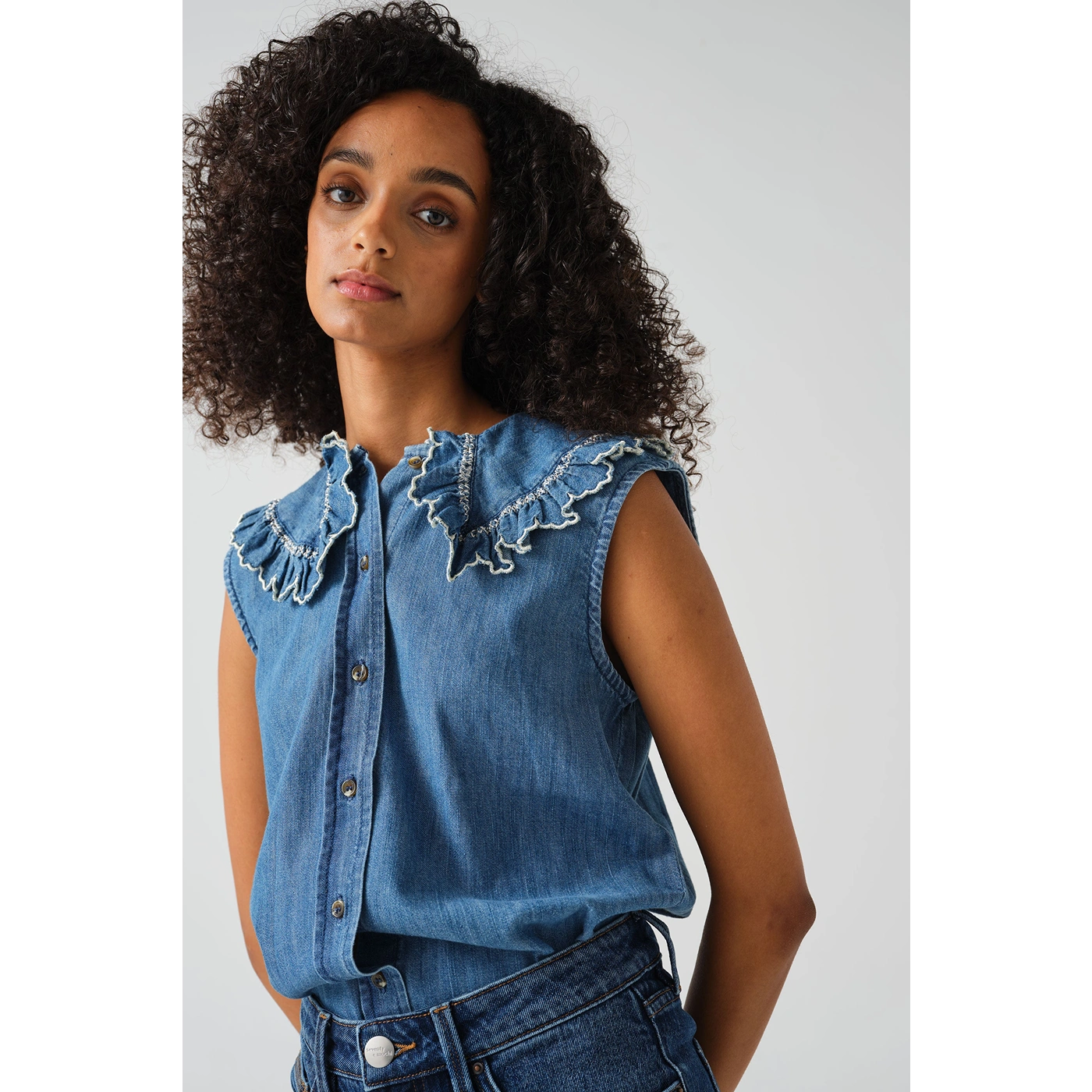 Quick-Dry Short Sleeve TopsShort Sleeve in Washed Indigo Blouse