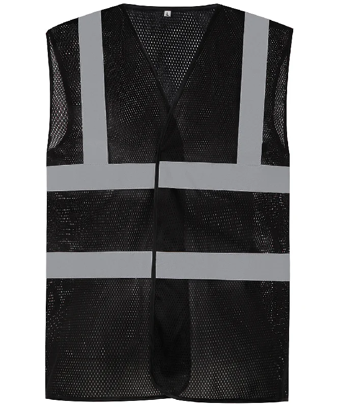 Black - Top cool open mesh 2-band-and-braces waistcoat (HVW120)Cape Coats