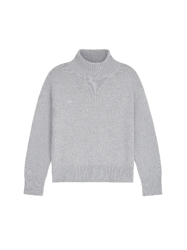 Women's Recycled Cashmere Turtleneck Sweater—grey marl