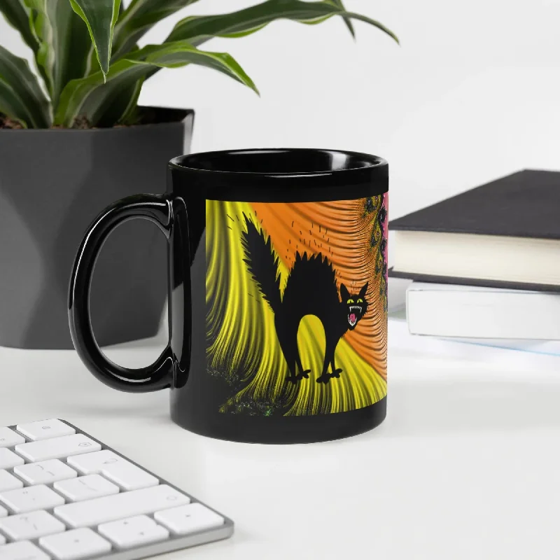 Kangaroo Pocket SweatshirtsTwo Black Cats Halloween Black Glossy Mug