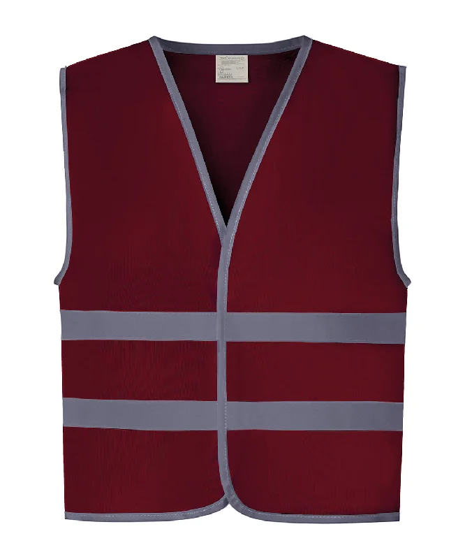 Maroon - Hi-vis reflective border kids waistcoat (HVW102CH)Cultural Overcoats