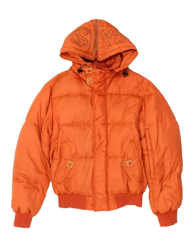 College SweatshirtsGAS Womens Graphic Hooded Padded Jacket UK 14 Medium Orange