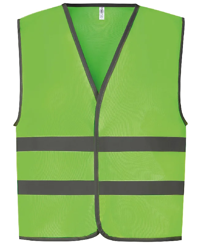 Lime - Hi-vis reflective border kids waistcoat (HVW102CH)Zippered Overcoats