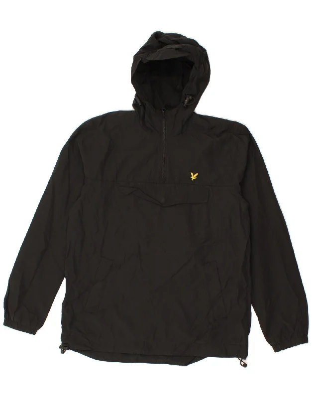 Polyester HoodiesLYLE & SCOTT Womens Hooded Anorak Jacket UK 14 Medium Black Cotton