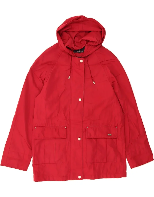 Patchwork SweatshirtsLONDON FOG Womens Hooded Windbreaker Jacket UK 10 Small Red Polyester