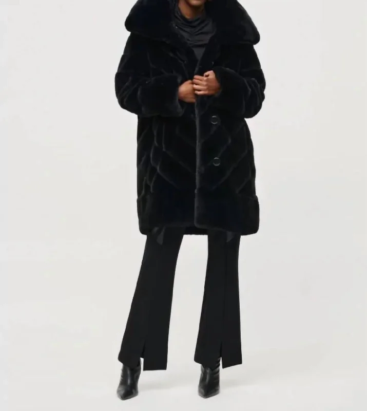 Faux Fur Puff Coat In BlackPerformance Overcoats