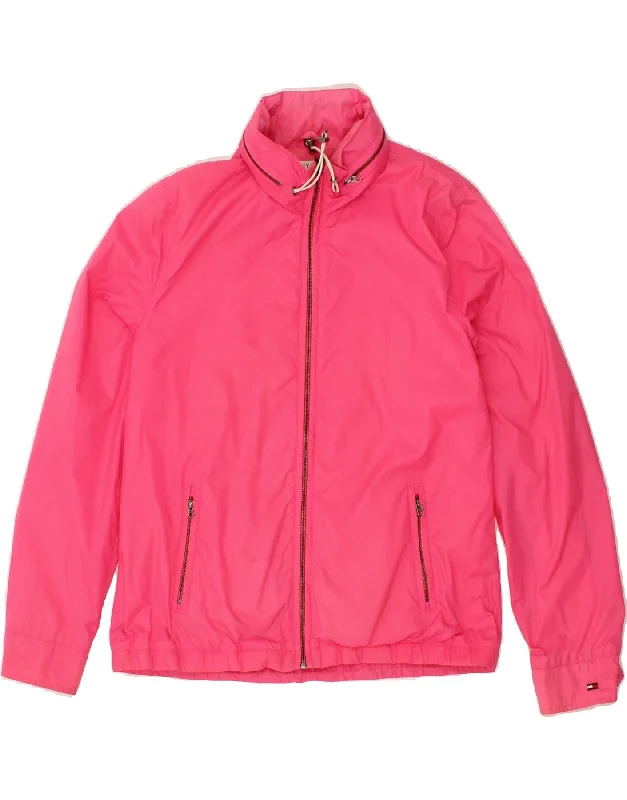 French Terry HoodiesTOMMY HILFIGER Womens Hooded Windbreaker Jacket UK 14 Medium Pink Nylon