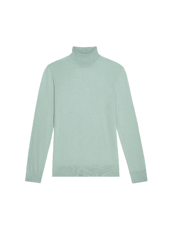 Women’s Regenerative Merino Wool Turtleneck Sweater—eucalyptus blue