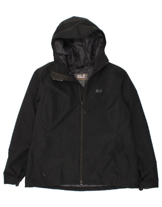 Urban HoodiesJACK WOLFSKIN Womens Hooded Rain Jacket UK 20 2XL Black Polyester