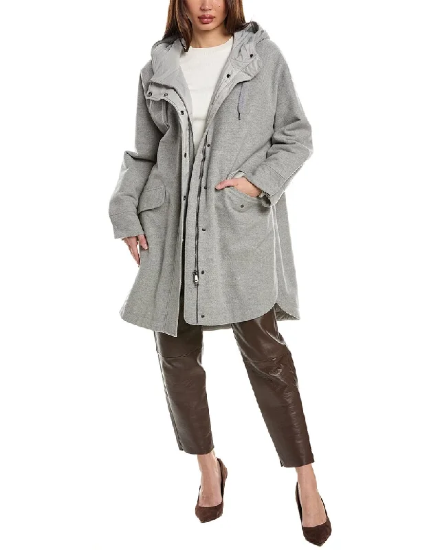 Brunello Cucinelli Wool & Cashmere-Blend CoatLace-Up Overcoats