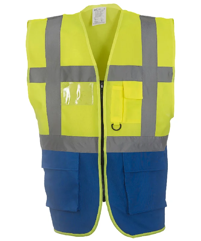 Yellow/Royal Blue - Multifunctional executive hi-vis waistcoat (HVW801)Cashmere Overcoats